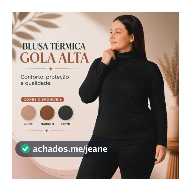 Blusa Térmica Feminina Gola Alta Plus Size Peluciada Inverno