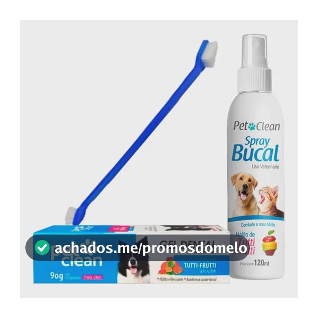 Kit Pasta De Dente Pet + Spray Bucal + Escova Dental Dupla