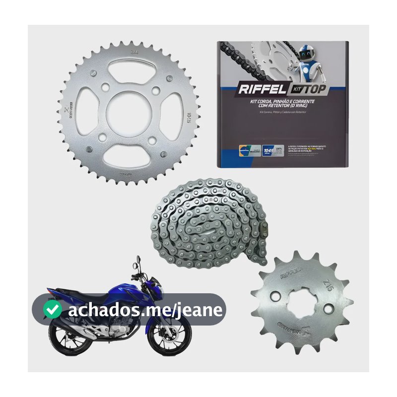 Kit Relação Cg Titan Fan 160 2016 A 2025 Riffel Com Retentor Cinza