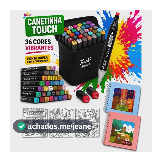 Kit 1 Livro Colorir 48 Folhas E + 36 Canetinha Touch Estojo 36 Cores Goods Capa Dura Marcadores Ponta Dupla Educativo Passatempo Holografica Tiktok Antiestresse Dia Das Crianças Bob Livro Educacional