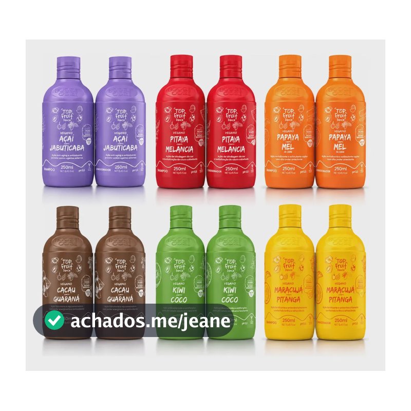 Shampoo Condicionador Top Fruit Dance Vegano Frutas Naturais Cacau Com Guaraná