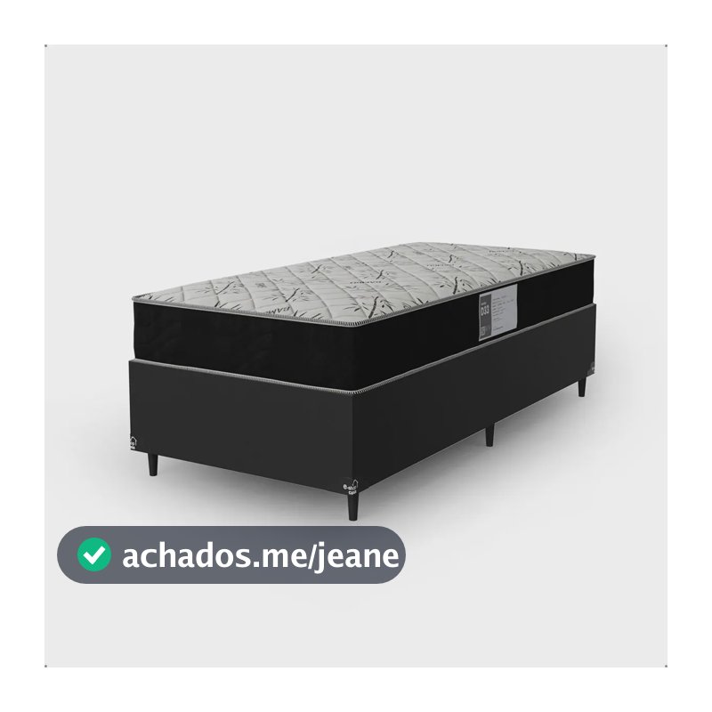 Cama Box Solteiro + Colchão D33 One Face - Couro Preto