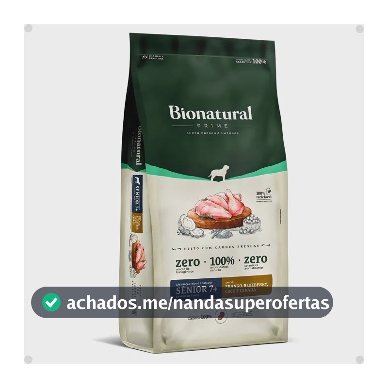 Ração Seca Bionatural Prime Sênior Cães Pequena Frango 2,5kg