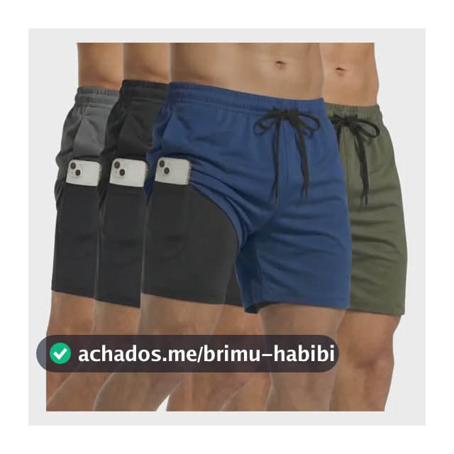 Kit 4 Shorts 2 Em 1 Masculino Dry Bermuda Academia Treino