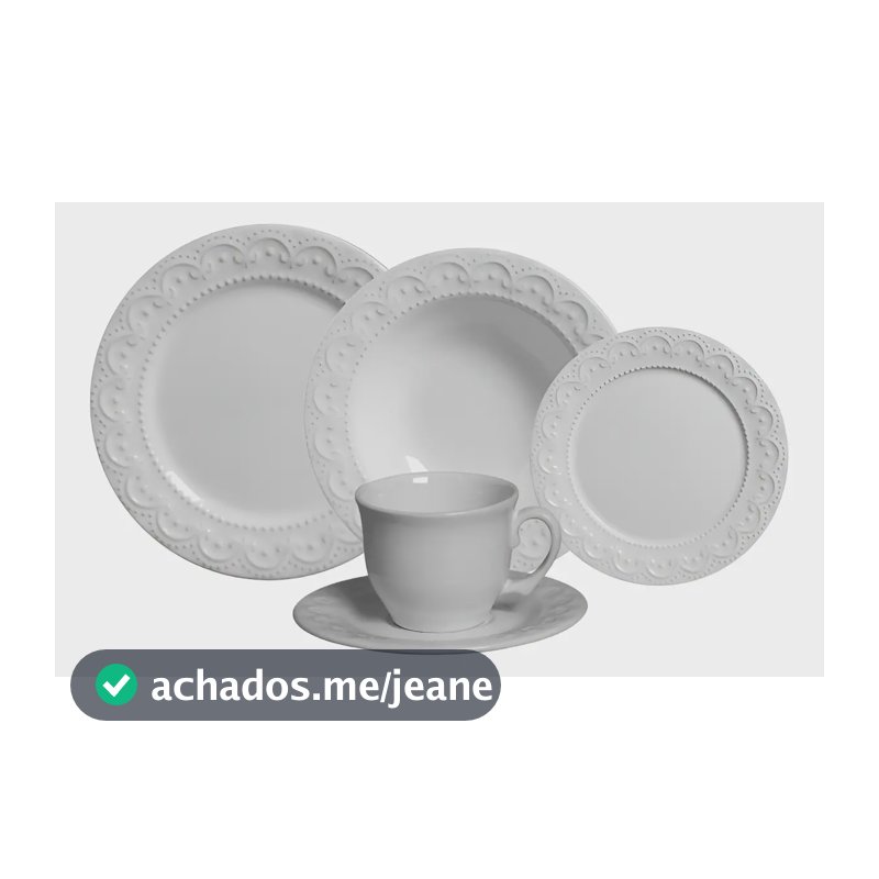Aparelho de Jantar 20 peças Branco Princess de Cerâmica Scalla Cerâmica