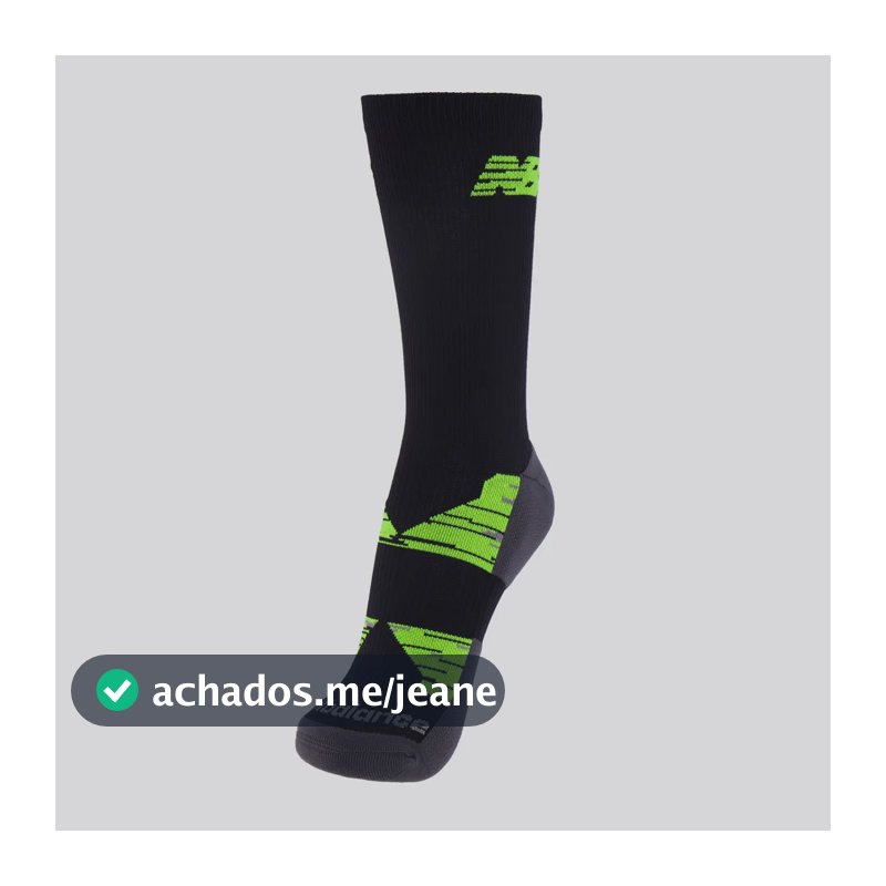 Meia New Balance Cano Longo Performance Preta E Verde Preto-verde - 39-42