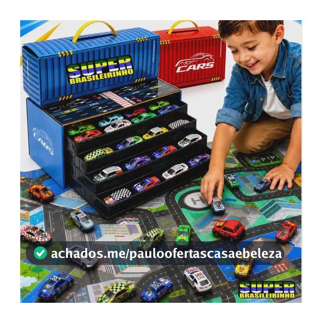 Maleta 48 Carrinhos + Tapete Pista 40x60 Estacionamento Brinquedo Infantil Presente Criança - Super Brasileirinho
