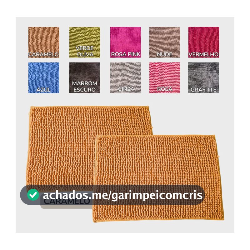 Kit 2 Tapetes De Banheiro Microfibra Bolinha Macio Seca Pés Caramelo Lisa