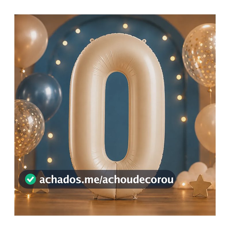 Balão Balao Bexiga Metalizado Número Cor Nude 70cm Zero