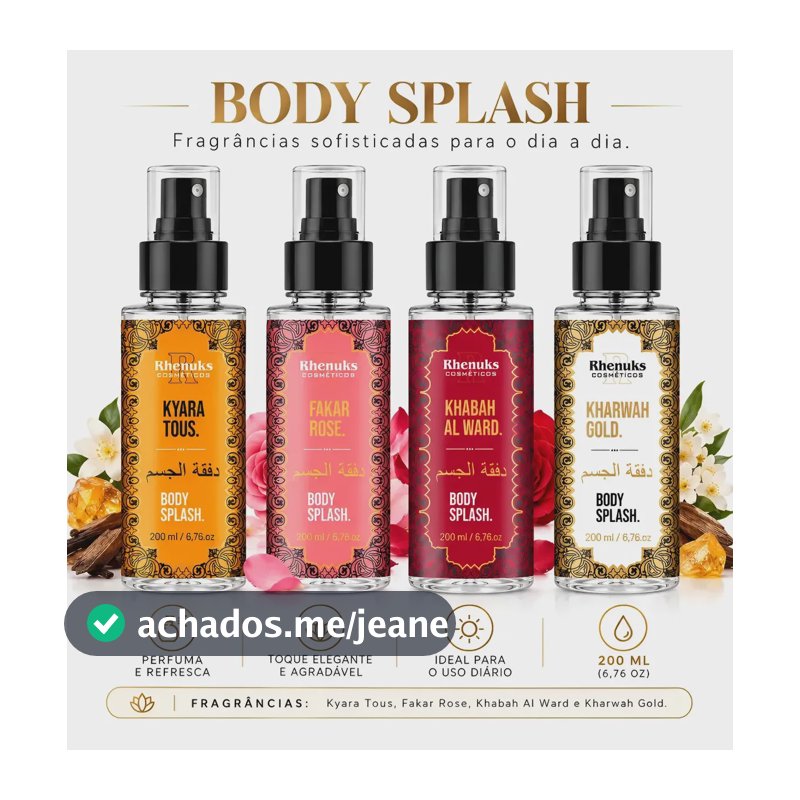 Kit 4 Body Splash Árabe Feminino Rhenuks 200ml