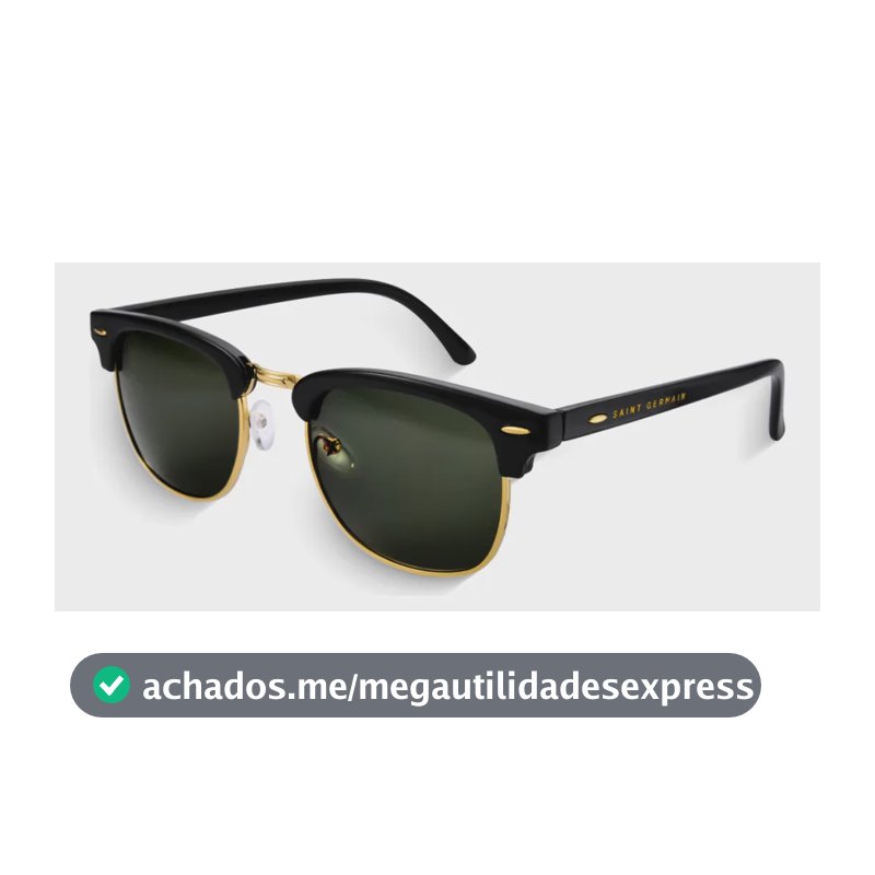 Óculos de Sol Quadrado Clubmaster Soho Green Black, da Saint Germain, em Metal Preto