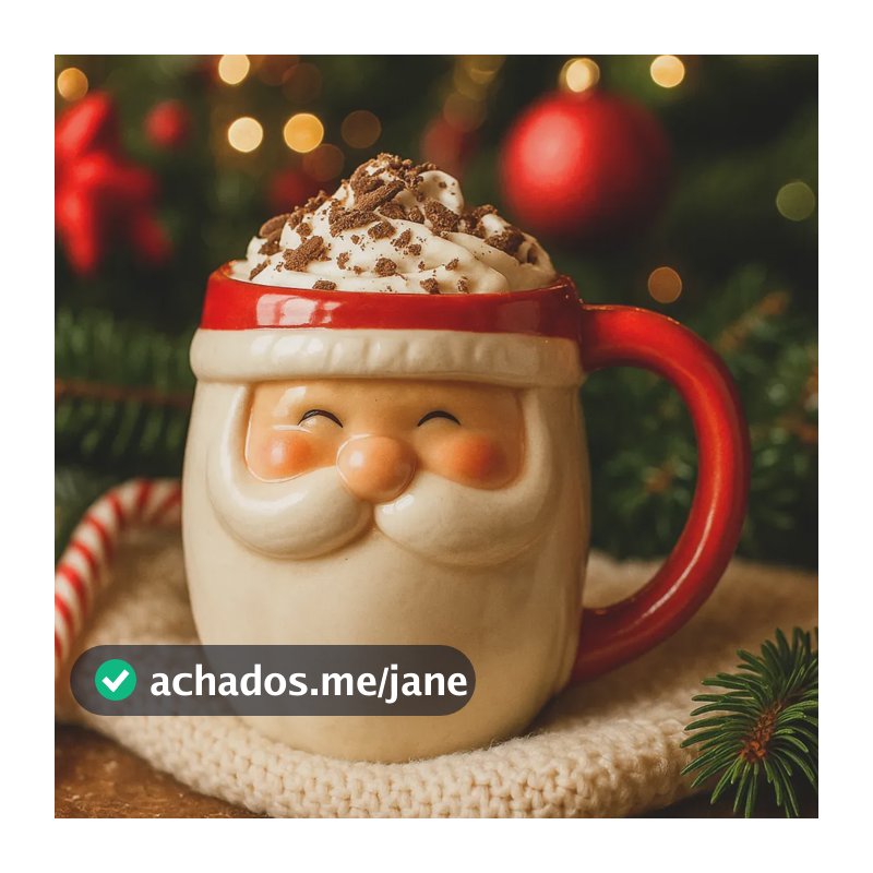 Caneca Natal Enfeite Papai Noel 330ml Presente Porcelana Vermelho Papai Noel