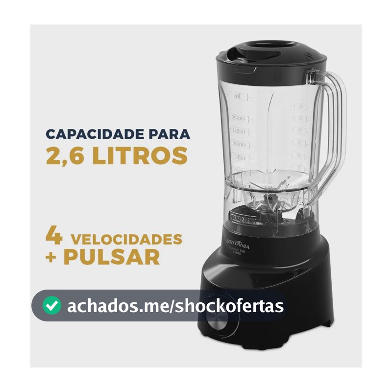 Liquidificador Britânia 2.6l Diamante 1100 Preto
