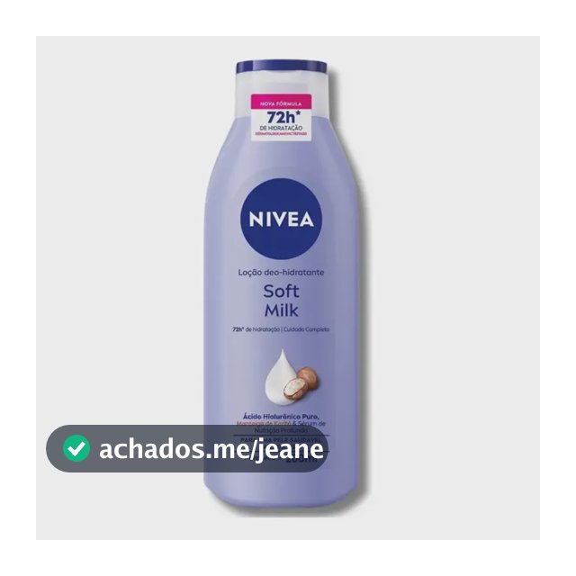 NIVEA Loção Deo-Hidratante Soft Milk 200ml, BBB 26, Hidratação Profunda 72h, Hialurônico Puro, Corporal, Pele Seca
