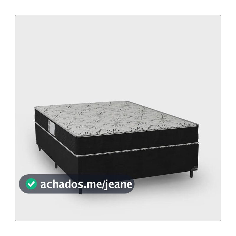 Cama Box Casal + Colchão D33 One Face - Suede Preto Cor Couro preto