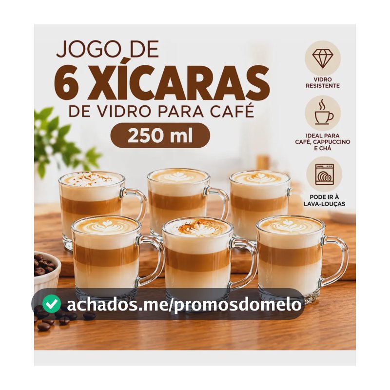 Kit 6 Canecas De Vidro Para Café Expresso 250ml Imperiumhome Transparente