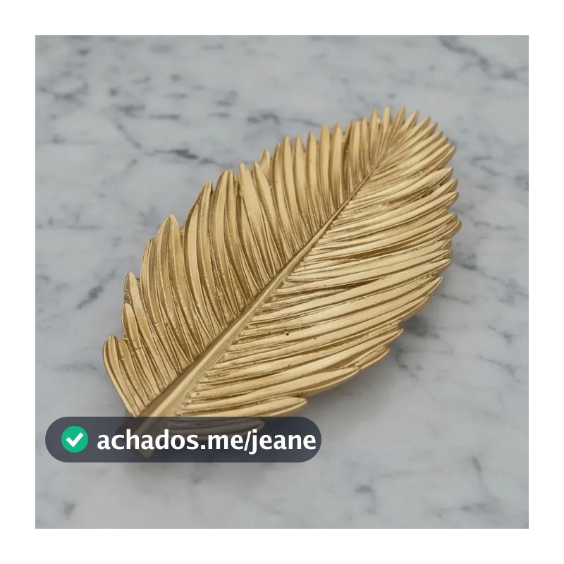 Bandeja Adorno Centro De Mesa Linear Folha Decoração Luxo Cor Dourado
