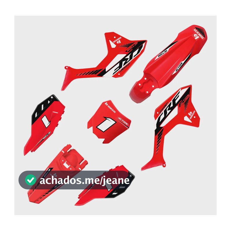 Kit Plastico Roupa Crf 250f Biker Action 4ction 2024 Full Vermelho