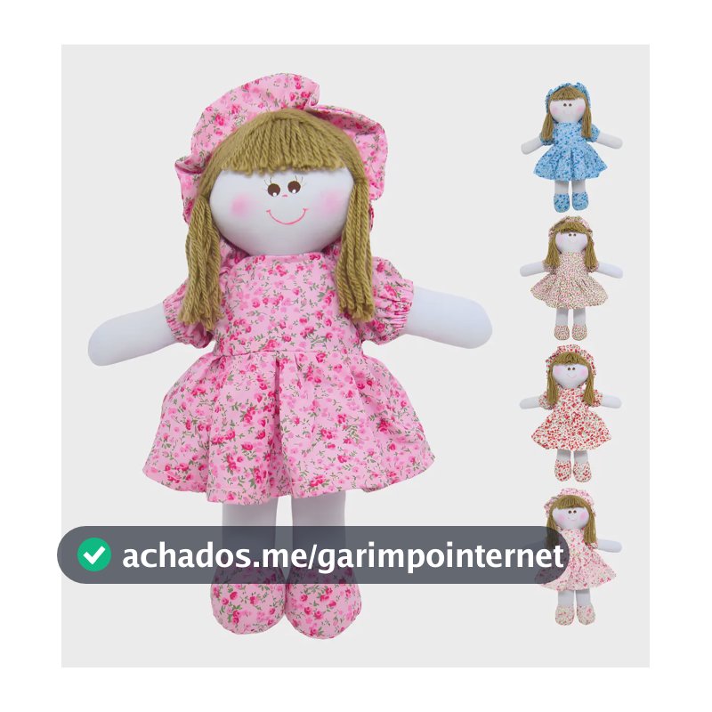 Boneca De Pano Infantil Vestido 30cm Sortida - Antialérgico