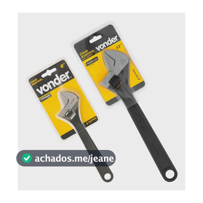 Kit Chave Ajustável 8 E 12  Inglesa Fosfotizado Preto Vonder Fosfotizado