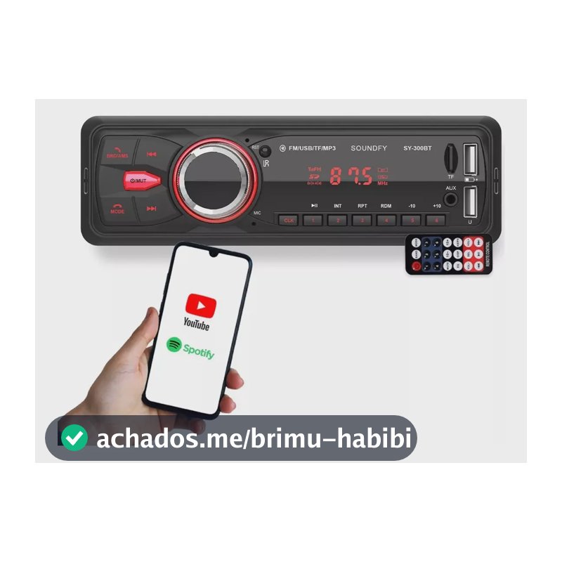 Aparelho Som Automotivo Soundfy Sy-300 Com 2 Usb Bluetooth Pendrive Leitor Cartão Sd Rádio Fm Mp3