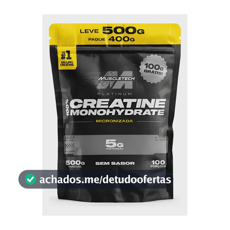 Creatina Platinum Muscletech Refil 500g Sem Sabor Sem Sabor