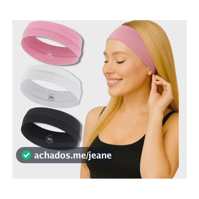 Kit 3 Faixas De Cabelo Feminina Unisex Academia Fitness Yoga Mista Unico Liso