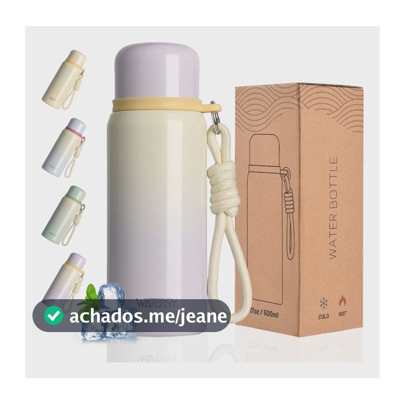 Garrafa Térmica Inox 500ml Parede Dupla Gelada 24h Com Alça Lavanda