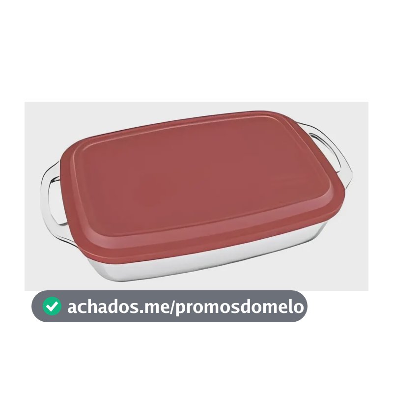 Assadeira Marinex Seletta Retangular 3,5L com Tampa Plástica Vermelha – Nadir 1 Unidade