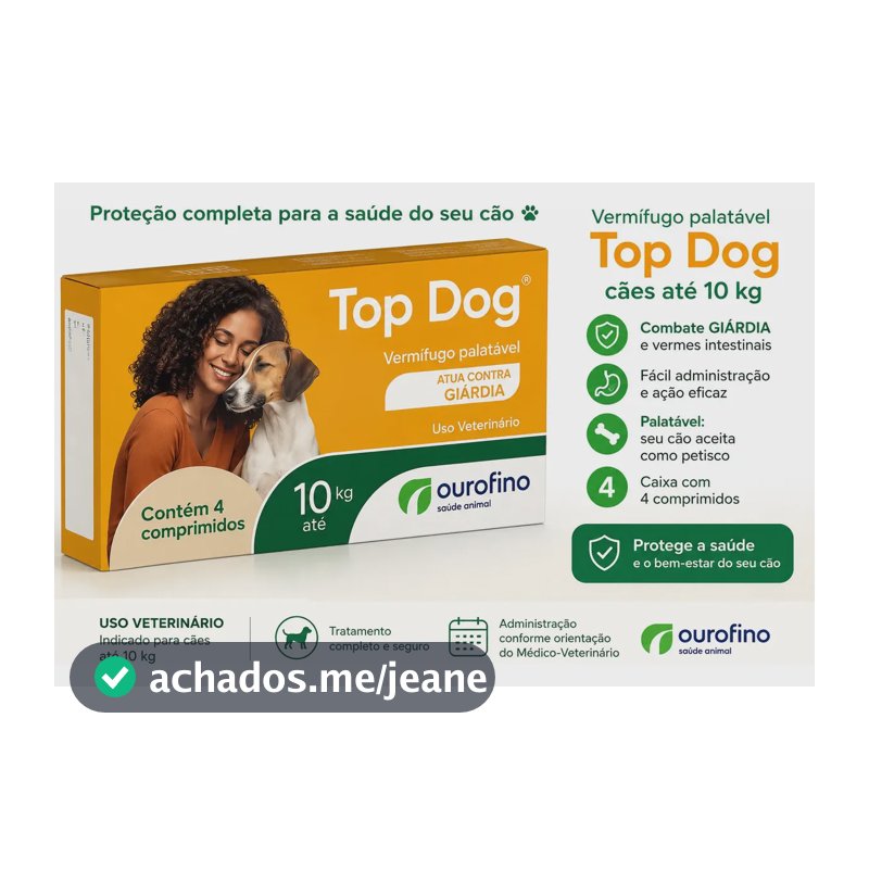 Top Dog Vermífugo para Cães até 10kg com 4 Comp.