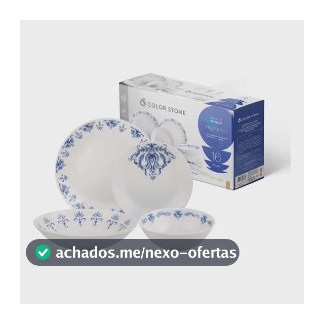 Aparelho Jantar 16 Peças Opaline Floral Azul 4 Pessoas Provence Liso