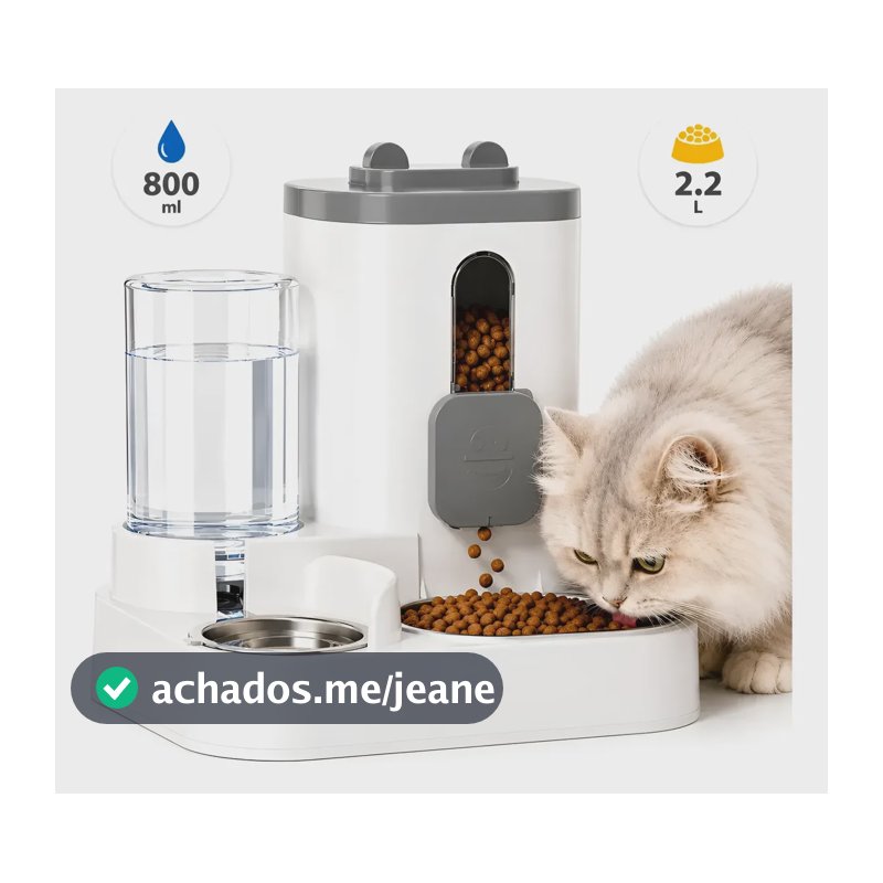 Comedouro E Bebedouro Automático Duplo Para Cães E Gatos 110/220 Cinza