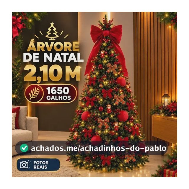 Árvore De Natal 2,10m Fácil Montagem 1675 Galhos Articulado Verde
