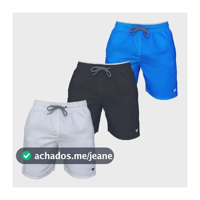 Kit 3 Bermudas Lisas Amarração Shorts Academia Treino Praia