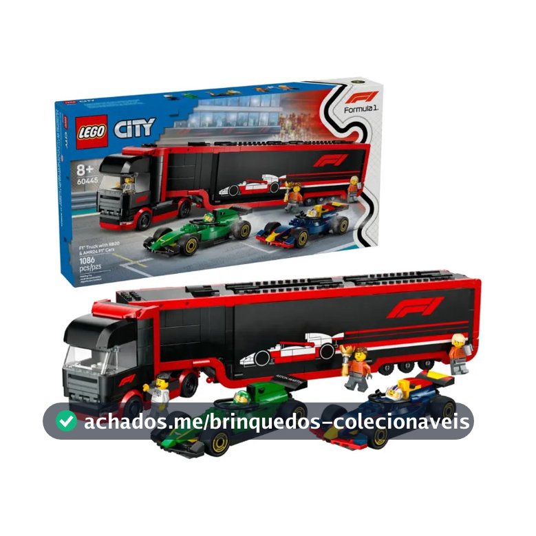 Caminhão City F1 com carros Rb20 e Amr24 60445 Lego