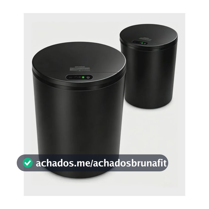 Lixeira Redonda Preta Inteligente 16L Automática com Sensor para Banheiro e Cozinha
