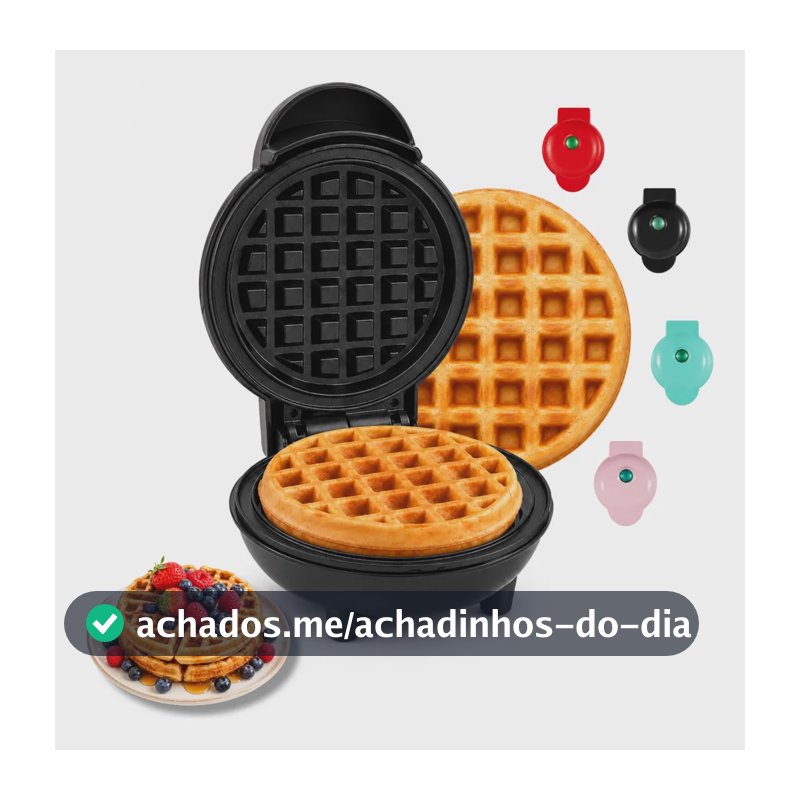 Mini Máquina Waffle Elétrica Panqueca Antiaderente Portátil Maquina Preta 127v