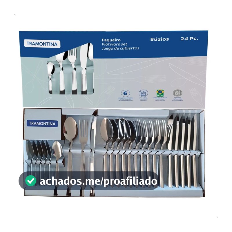 Jogo Talheres Faqueiro Búzios Aço Inox 24 Peças Tramontina