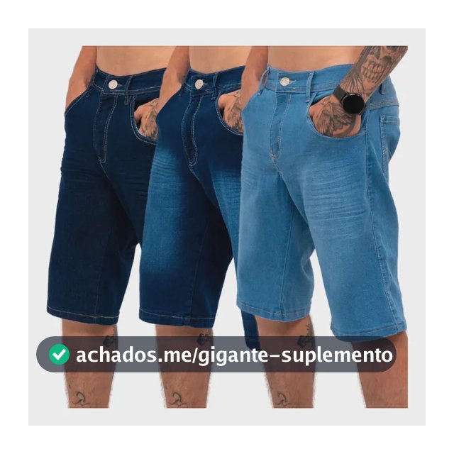 Kit 3 Bermudas Jeans Masculina Lycra Elastano