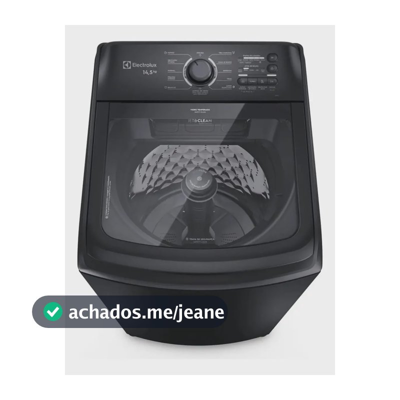 Máquina De Lavar Electrolux 14,5kg Cesto Inox Lep15 Preto