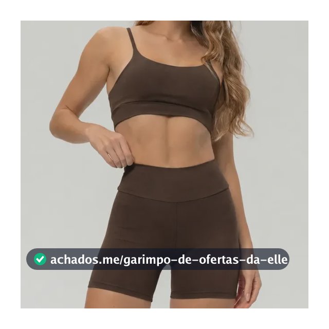 Conjunto Fitness Academia Top Shorts Meia Coxa Cintura Alta