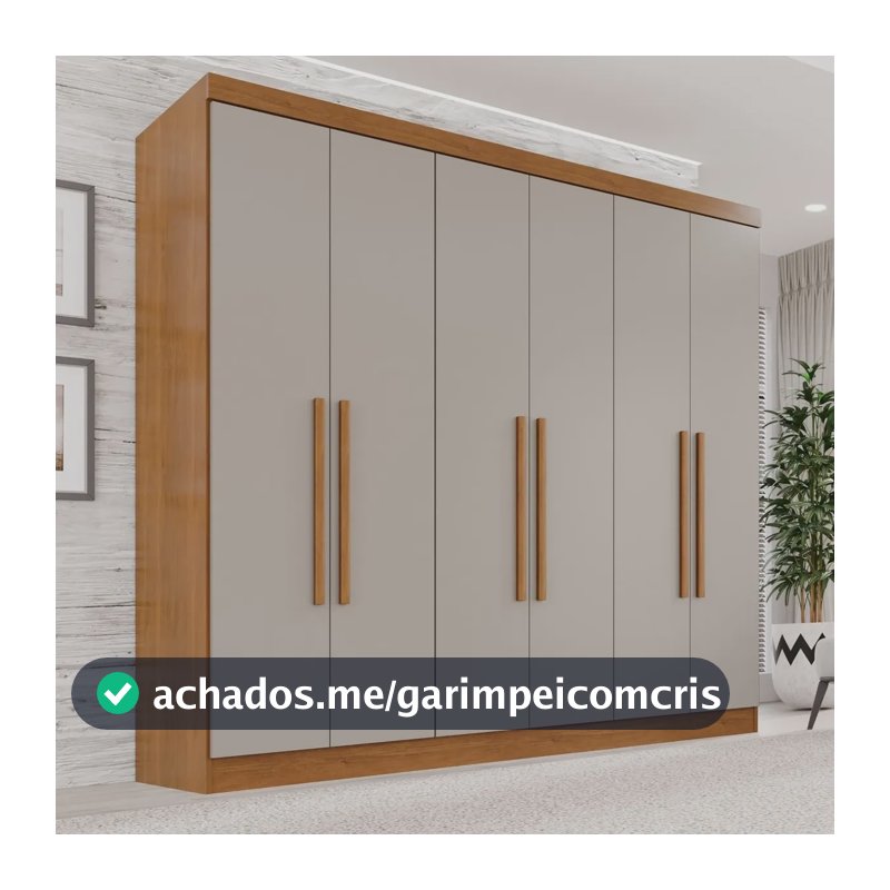 Guarda-roupa Casal 6 Portas 2 Gavetas França Cinamomo/off White