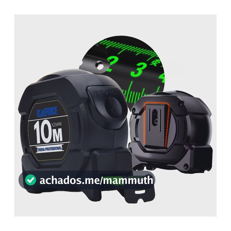 Trena 10m Fita Métrica Fluorescente Profissional Aço Com Trava Automática Autotrava 25mm Marca Blueforce