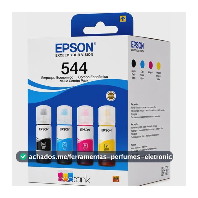 Tintas 544 Original 4 Cores L3250 L3150 L3110 Ecotank Preto