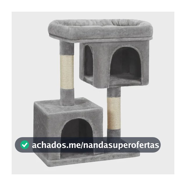 Árvore Para Gatos Grande, Arranhador Com 2 Tocas E Poleiro Cinza