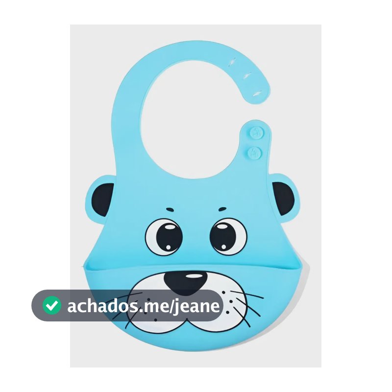 Bebê Babador De Silicone Gumy Com Pega Migalhas Cor Azul-celeste Leão Tamanho Cm