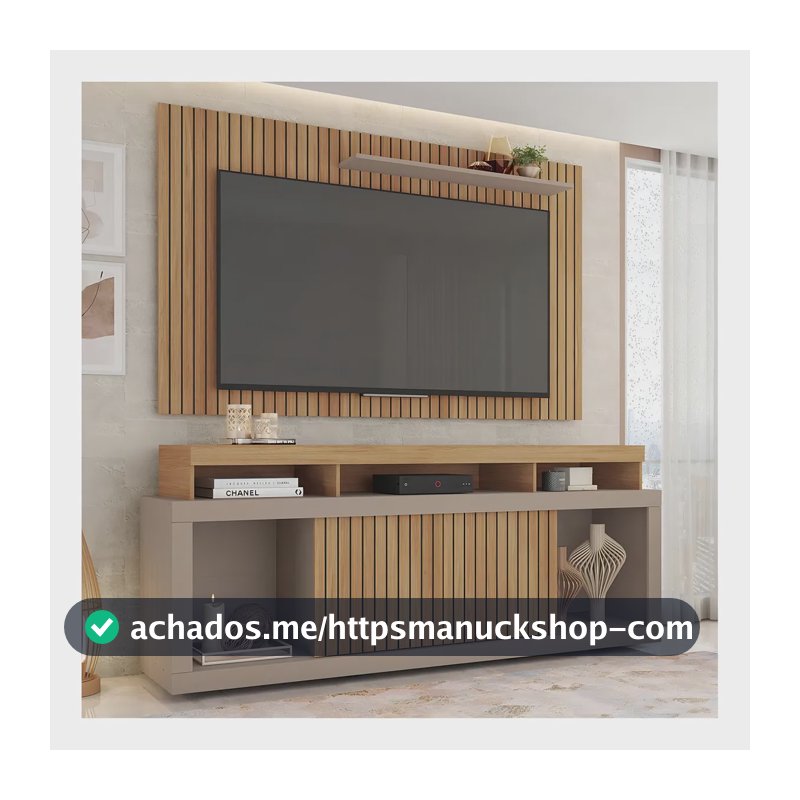 Rack Com Painel Tv Até 65 Polegadas Marrom Life Caemmun