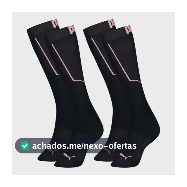2 Pares De Meia Puma 3/4 Corrida Esportiva Feminina Original 2 Preto Academia Treino Poliamida Performance 34-39