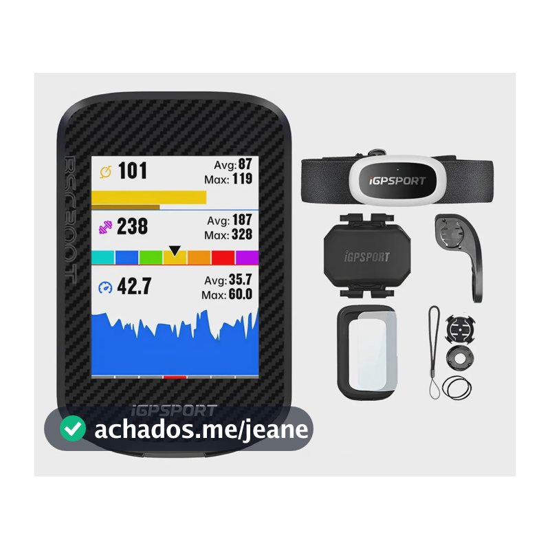 Gps Bike Igpsport Bsc300t + Cinta Cardiaca + Sensor Cadencia Preto