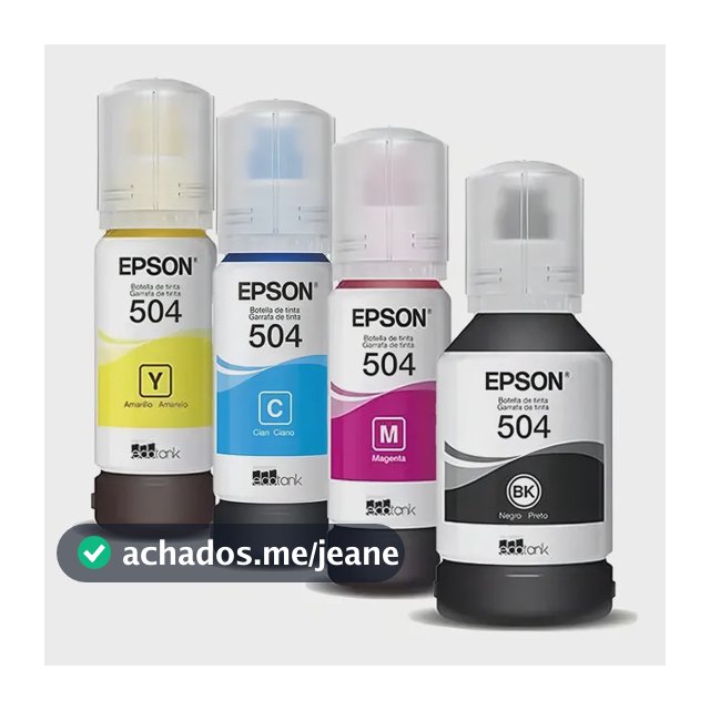 Kit 4 Refil Para Epson T504 L4150 L4160 L4260 L6161 L6171 Tinta Color 70 ml Preta com 120 Ml Um kit de garrafas de tinta EcoFit equivale a aproximadamente 30 cartuchos de tinta